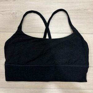 Vuori Longline Elevation Sports Bra in Black Heather